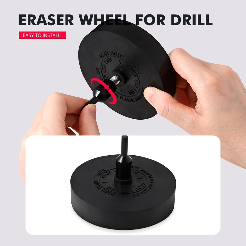 FOSHIO 3 Pack Decal Remover Eraser Wheel Tool Kit, 20mm