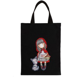 DCIDBEI DIY diamond painting bag/red riding hood and wolf diamond painitng fabric bag printed/shopper bag black/crystal diamond painting shopping bag with long handle/foldable felt bag