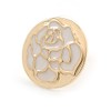 20mm Gold Tone Round with White Enamel Rose Motif Stud