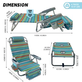 WKFAMOUT Backpack Beach Chair Aluminum with Folding Camping Table 5-Position Lay Flat Lounge Chair Outdoor for Adults with Insulated Cooler Bag and Cup Holder