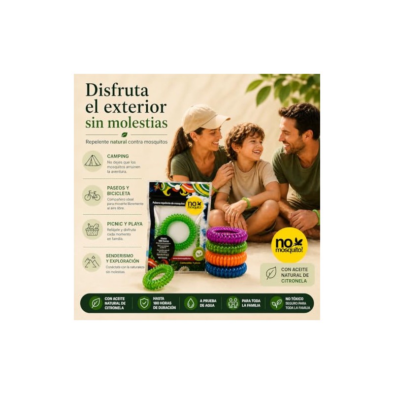 No Mosquito Pack Pulsera repelente de mosquitos Multicolor 10 piezas