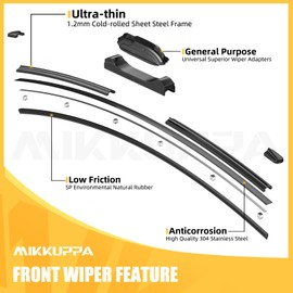 MIKKUPPA 26"+18"+10" Windshield Wiper Blades Replacement for 2020-2023 Toyota Highlander, Front & Rear Wiper Blades, Durable Stable Quiet All Season Wiper Blades Set (Pack of 3)