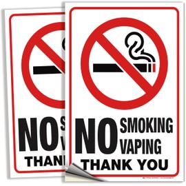 iSYFIX No Smoking No Vaping Sticker Signs - 2 Pack 7x10 Inch - Premium Vinyl to Apply Inside the Window, Laminated for Ultimate UV, Weather, Scratch, Water and Fade Resistance, Indoor & Outdoor