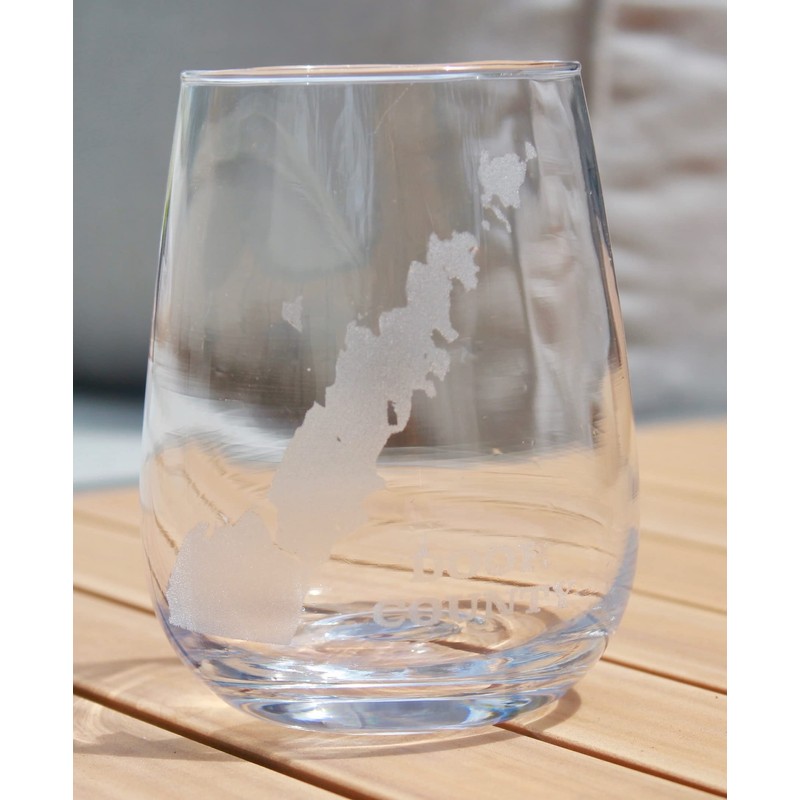 Door County Map Engraved Stemless Wine Glasses (Set of 2)