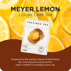 Tastings Tea Meyer Lemon Loose Leaf, 2 oz | Unsweetened Black Citrus Blend & Fruit Infusion with Lemongrass & Peel | Hot or Iced Cold Brew | Small Batch & Sustainably Sourced | Resealable Pouch