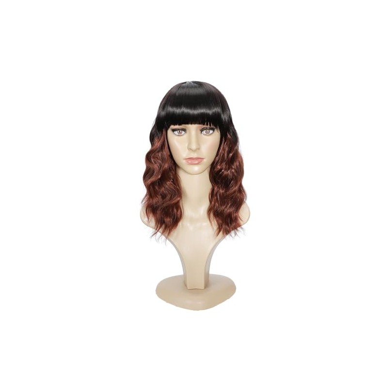 Ucubb Pelucas cortas y rizadas con flequillo para mujer, pelucas