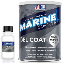 Marine Coat One Premium Gel Coat Without Color Pigments, White Without Wax (1 Quart)