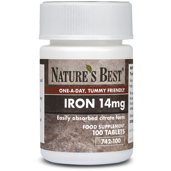 Natures Best Iron 14mg as Citrate, High Strength Tummy-Friendly Formula,