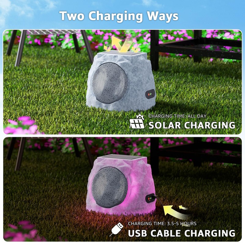 GGII 2-Pack Rock Speakers Outdoor Water-Resistant IP44, Multi-Sync Up to