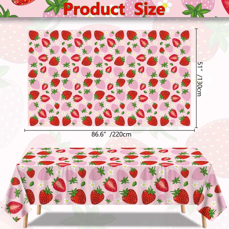 Erdbeer-Tischdecke, Erdbeer-Tischdecke, Erdbeer-Party-Tischdecke, Erdbeer-Tischdecke, Erdbeer-Tischdecke, 130 x 213 cm, für