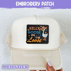 MEIYSTICK Silly Goose On The Loose Embroidery Patches for Clothes Backpacks Hats Jeans Bags, Cowboy Goose Size 3" Iron On Patch or Sew On Patches, Applique Embroidery Patches, Gift for Girls Boys