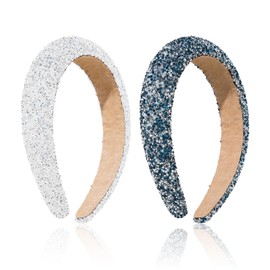 Pack of 2 Rhinestone Headbands, Non-Slip Crystal Headbands, Glittering Headbands for Women, Fashionable and Elee Hair Accessories, Glittering Headwear for Everyday Use