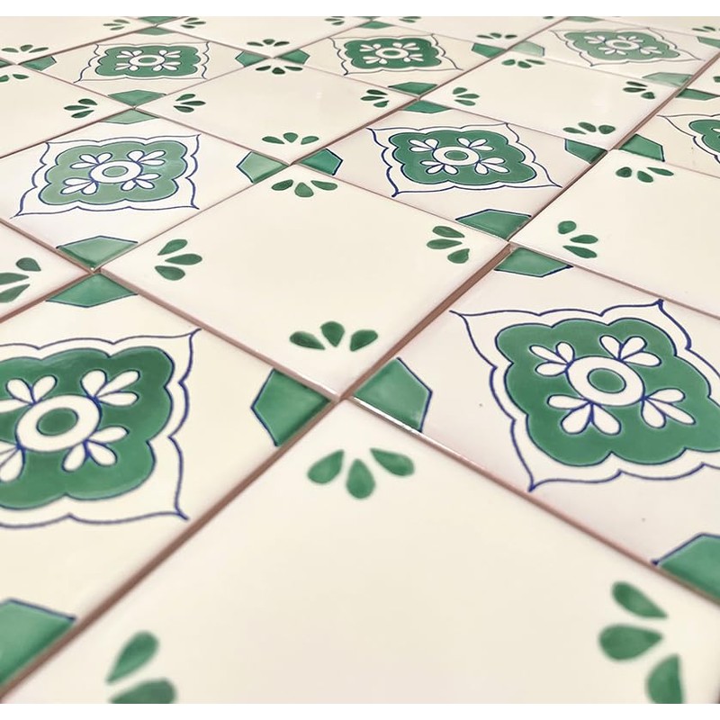 Box of 9-4¼ x 4¼ Green Toledo 2 - Talavera