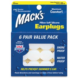 McKeon Swimming Ear Plug Putty ADULT 6 PAIR MACK'S Pillow Soft Clear Silicone NEW #7