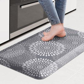 LuxStep Kitchen Mat Waterproof Kitchen Rugs for Floor Cushioned Anti-Fatigue Mat Non-Slip Standing Desk Mat Comfort Floor Mats for House Sink Office 17.3" x 28"-4/5 Inch Grey