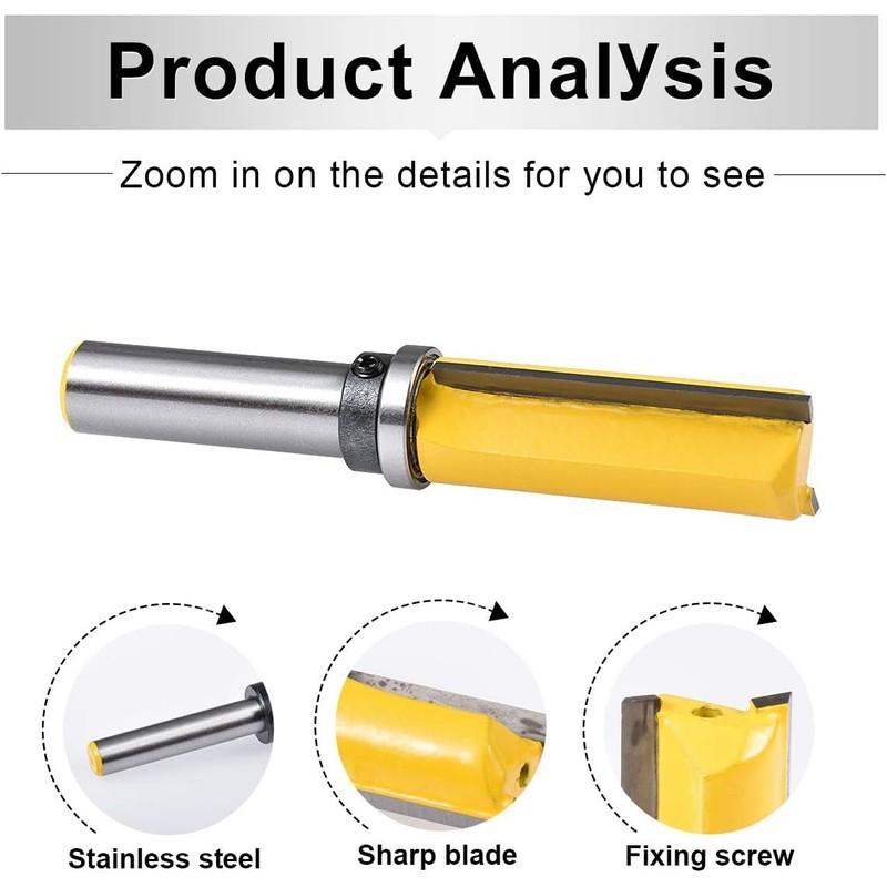 HOHXEN Flush Trim Router Bit 1/2" Shank 3/4'' Width,Top Bearing