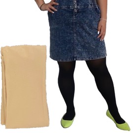 NAKAMAJITA 80D Tights, Large Size, Black, 3L-8L, 1 Pair, Set of 4 Pairs, 1 Pair Beige