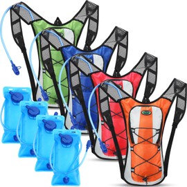 Chunful 4 Pack Hydration Backpack with 2L Water Bladder Hydration Pack Backpack Lightweight Water Backpack Outdoor Water Backpack for Men Women Running Cycling Climbing (Orange Red Blue Green)