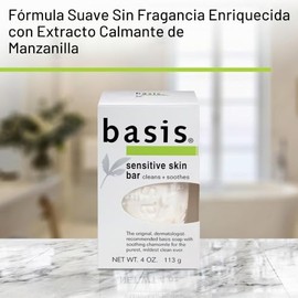Basis Jabón de barra para piel sensible, barra de lavado corporal limpia y calma con manzanilla y aloe vera, jabón de barra de 4 onzas (paquete de 6)