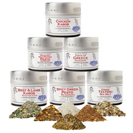 Greek Seasoning Gift Set | Tastes of Greece | Artisanal Spice Blends Six Pack | Non GMO, All Natural | No MSG, Gluten, Soy, Nuts | Small Batch, Hand Made Seasonings | No Artificial Ingredients, Ultra Premium | Made in USA | GLP-1 Friendly | Magnetic Tins | Gustus Vitae | All Occasion Gift