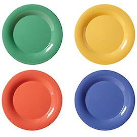 G.E.T. 6.5" Assorted Heavy-Duty Wide Rim Melamine Appetizer Plate (Set of 4)