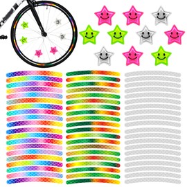 Pack of 70 Bicycle Spoke Reflectors, 360° Visibility Spoke Reflectors Bicycle Children, Bicycle Reflectors with Reflective Stickers & Reflective Stars for Cat's Eyes Bicycle Pushchair