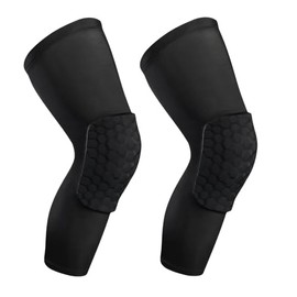 SUJAYU 2 Pack Basketball Knee Pads Sleeves, Honeycomb Anti Collision Knee Pads Leg Compression Sleeves, Outdoor Sports Sleeves for Skating Wrestling S