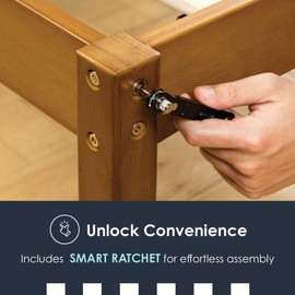 Mellow Asher 14 Inch Bamboo Wood Bed with Wooden Slats, No Box Spring Needed, Easy Assembly, Queen, Natural Platform