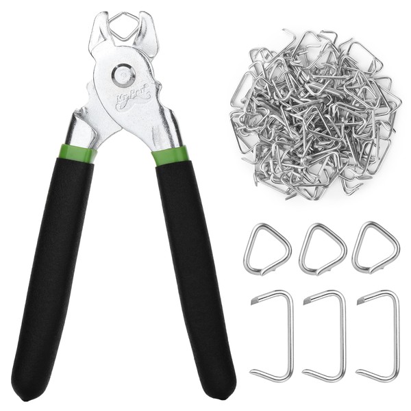 Mr. Pen- Hog Ring Pliers Kit, 110 Pack 3/4" Galvanized Hog Rings with 1 Hog Ring Pliers, Hog Rings and Pliers, Hog Ring Pliers for Fencing, Automotive Upholstery Hog Rings and Pliers
