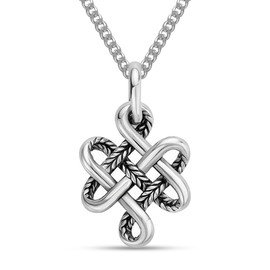 LeCalla 925 Sterling Silver Celtic Knot Necklace for Women | Antique Endless Knot Pendant Necklace 18 Inches