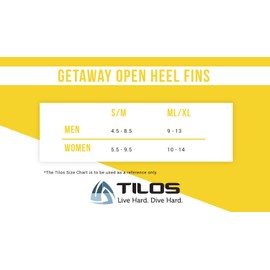 Tilos Getaway Large Open Heel Snorkeling Fins - Travel-Friendly, Adjustable Flippers for Wide Feet (Red, S/M (4.5 - 8.5))