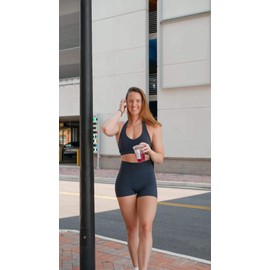 Aoxjox - Pantalones cortos de entrenamiento de cintura alta para mujer, con control de abdomen y suave, 6 pulgadas, Azul (Arándano), XX-Small