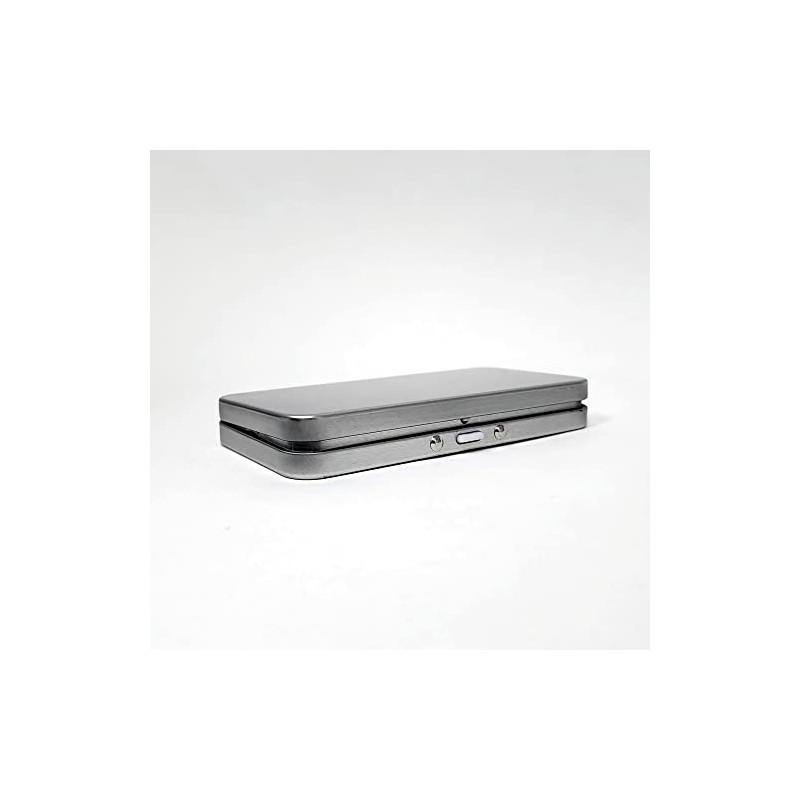 RVTUS Silver Metal Rectangular Tins With Hinged Child Resistant Locking