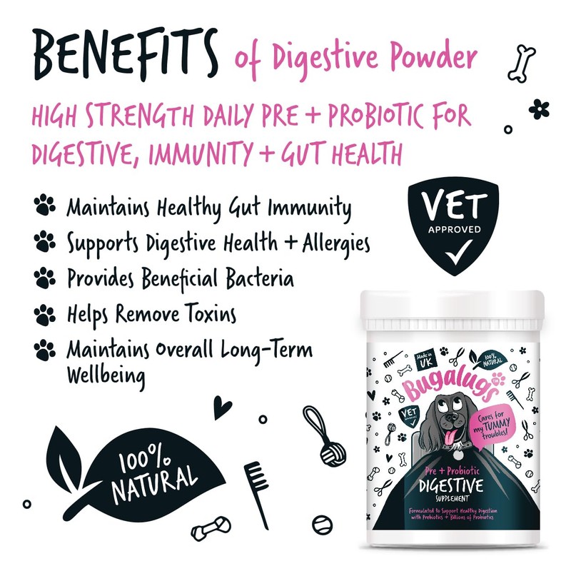 Bugalugs Probiotics For Dogs - Powder, Simple To Add To