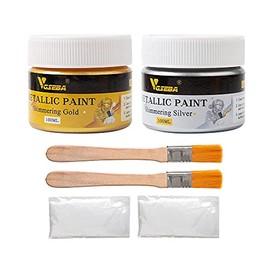Acrylic Paint Metallic Gold and Silver, Certified Safe, Non Toxic, Non Fading, Rich Pigments for Painters, Adults & Kids, Ideal for Canvas Wood Clay Fabric Ceramic Craft Supplies ( 200ml )