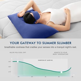 HOMELAB® BlueCool™ Cooling Pillowcases Standard 20"x26", Q-Max>0.4 Instant Cool Down, Smooth Like Silk Pillow Covers for Hot Sleepers & Night Sweats, Gentle on Face & Hair, Set of 2, Navy