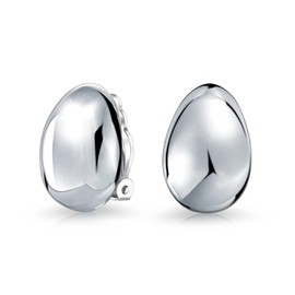 Bling Jewelry .925 Silver Polished Modern Dome Clip On Earrings Nickel Clip
