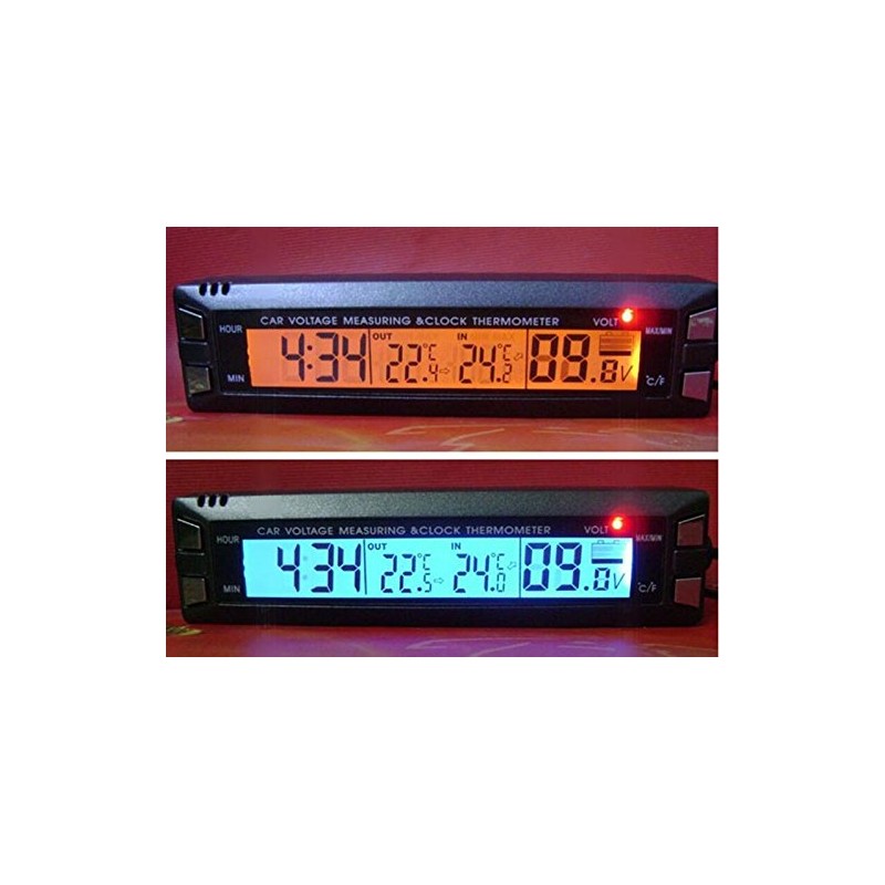 BW Digital LCD Display Car Clock with Thermometer/voltage Monitor With