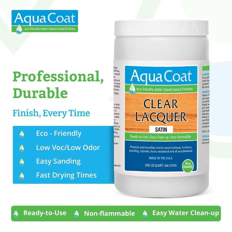 Aqua Coat Clear Lacquer in Satin Finish - Premium Water-Based