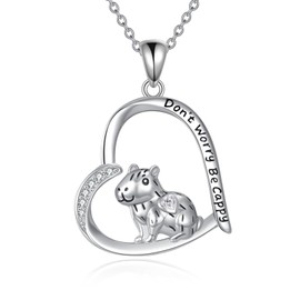 CUPENDA Capybara kette Halskette 925 Sterlingsilber Herz süßer Tier Anhänger Halskette Schmuck für Damen