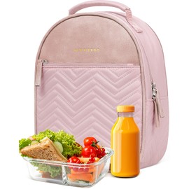 Insulated Lunch Box Bag for Women - Adult Vegan Leather Lightweight Cute Stylish Insulated Waterproof Leakproof Lunch Tote Cooler for Work Picnic Travel - Teacher Mothers Day Christmas Gifts for Women