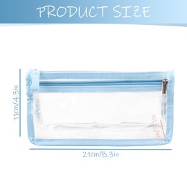 Tabanzhe 1Piece Double-Layer Clear Pencil Bag - Large Capacity Simple Style High Value Pencil Bag - Stylish and Spacious for School and Office Supplies (Blue)