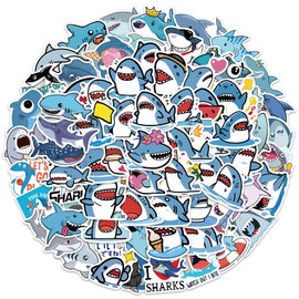 100pcs Shark Stickers Cute Cartoon Animal Stickers Vinyl Waterproof Stickers for Water Bottle Laptop Luggage Helmet Skateboard Snowboard Guitar Scrapbook Phone Gifts for Teens Girls Kids Adult