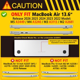 May Chen Case for MacBook Air 13/13.6-inch (M5/M4/M3/M2, 2022-2026 Models A3449 A3240 A3113 A2681), Lightweight | Closes Seamlessly | Ideal for Work Hard Shell Case, Blue Glitter