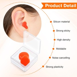 Frienda 21 Pairs Ear Plugs for Sleeping Reusable Moldable Silicone Earplugs Soft Noise Cancelling Earplugs Sound Blocking Ear Plugs with Case for Swimming Concert 32dB NRR (Orange)