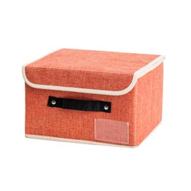 Small storage bins with lids 1-Pack collapsible Linen Closet Organizers and Storage Bins for Shelves with Handles Baby Clothes Storage Boxes with Lids for Home Organization Storage Towel,Socks