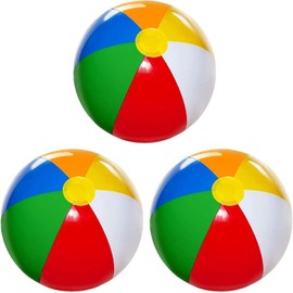 4E's Novelty Beach Balls [3 Pack] 20" Inflatable Beach Balls for Kids - Pool Games Toys for Kids & Toddlers, Classic Rainbow Color