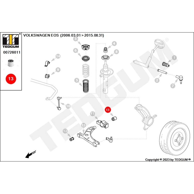 TEDGUM 00726011 Front Suspension Arm Bushing (Left / Right Rear