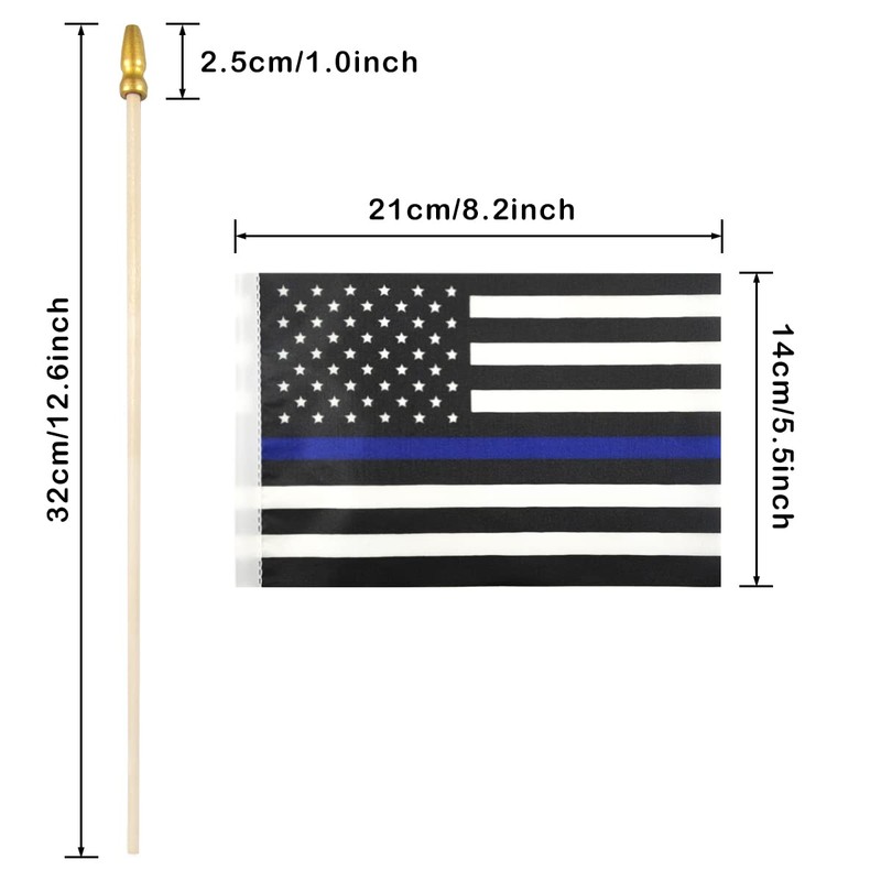 Newperlite Thin Blue Line American Police Stick Flag Small Mini