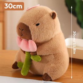 EUBSWA Plush Toy Capybara Cuddly Toy 30 cm, Soft Capybara Toy Plush Throw Cushion Gift for Children (Flower)